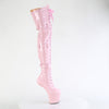CRAZE-3028 Plateau Pony Overknee Stiefel - Rosa Lack | Pleaser