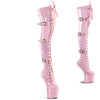 CRAZE-3028 Plateau Pony Overknee Stiefel - Rosa Lack | Pleaser