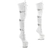 CRAZE-3028 Plateau Pony Overknee Stiefel - Weiß Lack | Pleaser