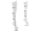 CRAZE-3028 Plateau Pony Overknee Stiefel - Weiß Lack | Pleaser