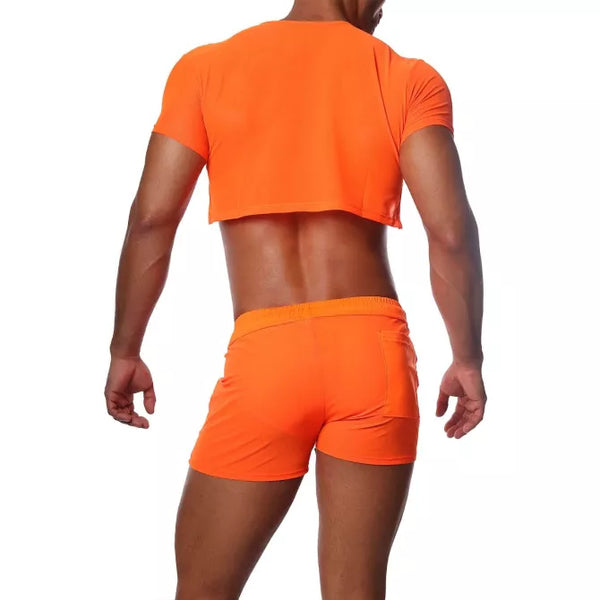 Orangenes transparentes Crop Top für sündige Partynächte von TOF Paris – Ansicht 6
