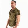 Herren Samtshirt Khaki - Slim Fit mit elegantem Satin-Glanz | TOF Paris