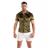 Herren Samtshirt Khaki - Slim Fit mit elegantem Satin-Glanz | TOF Paris