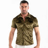 Herren Samtshirt Khaki - Slim Fit mit elegantem Satin-Glanz | TOF Paris
