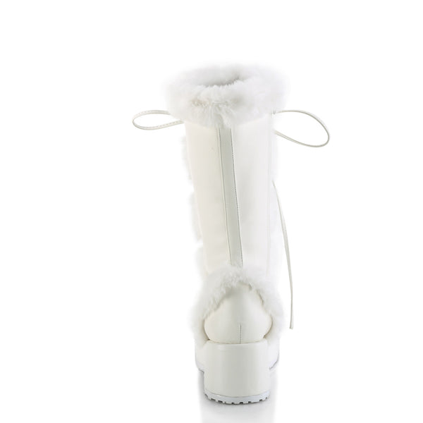 CUBBY-311 Plateau Stiefel Weiß Matt mit Fell von DemoniaCult – Ansicht 4