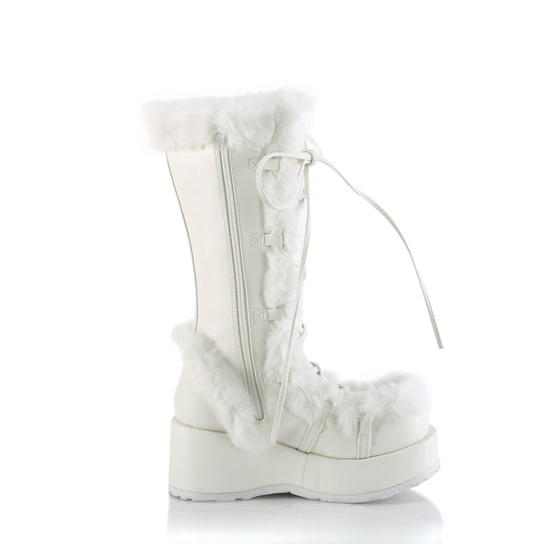CUBBY-311 Plateau Stiefel Weiß Matt mit Fell von DemoniaCult – Ansicht 5