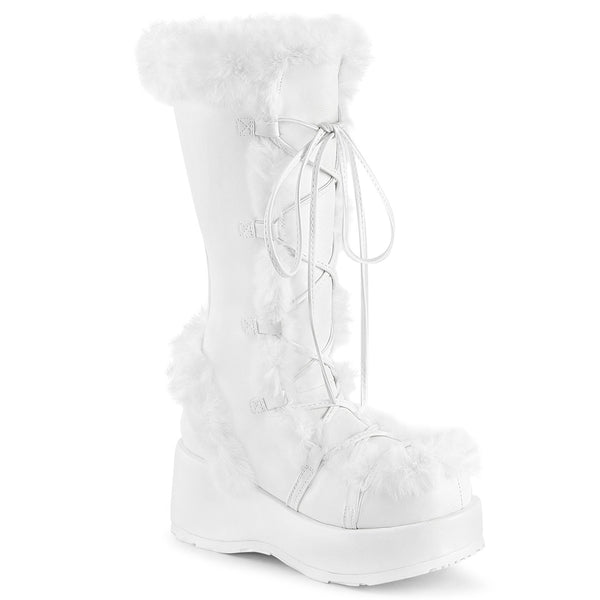 CUBBY-311 Plateau Stiefel Weiß Matt mit Fell von DemoniaCult