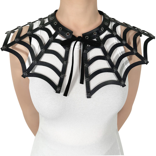 DA-213 Halsband mit Spinnennetz Schwarz Matt von DemoniaCult