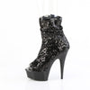 DELIGHT-1008SQ - Plateau Stiefeletten - Schwarz mit Pailletten | Pleaser