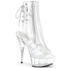 DELIGHT-1018C - Plateau High Heel Stiefeletten Peeptoe mit offener Verse - Transparent EUR 40 | Pleaser SALE
