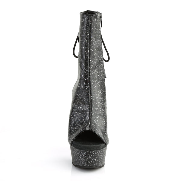 DELIGHT-1018MMG Plateau Stiefeletten Schwarz Glitzer Matt von Pleaser – Ansicht 2