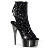 DELIGHT-1018RS Plateau Stiefeletten Schwarz Glitzer | Pleaser