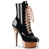 DELIGHT-1020 Plateau Stiefeletten Schwarz/Rose Gold | Pleaser