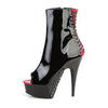 DELIGHT-1025 Plateau Peeptoe Stiefeletten Schwarz Lack von Pleaser – Ansicht 3