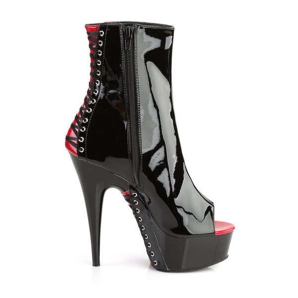 DELIGHT-1025 Plateau Peeptoe Stiefeletten Schwarz Lack von Pleaser – Ansicht 5