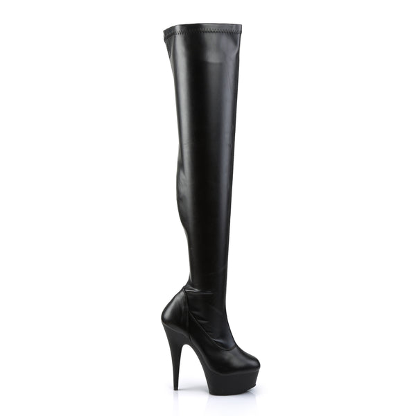 DELIGHT-3000 Plateau Overknee Stiefel Schwarz Matt | Pleaser