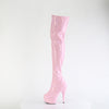 DELIGHT-3000HWR - Plateau Overknee Stiefel - Rosa Glänzend | Pleaser SALE