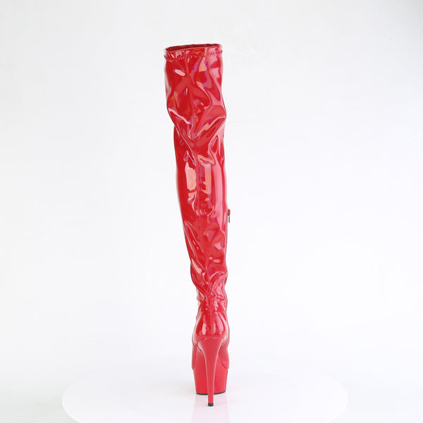 DELIGHT-3000HWR Plateau Overknee Stiefel Rot Lack Holo von Pleaser – Ansicht 4