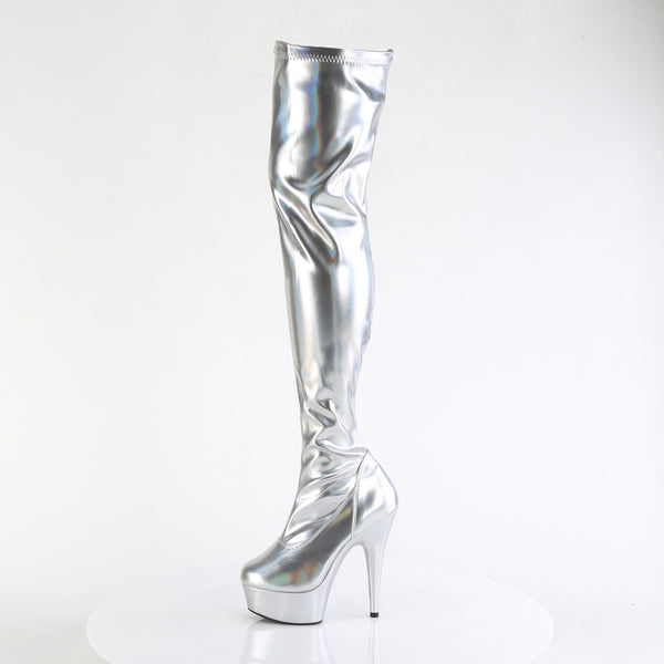 DELIGHT-3000HWR - Plateau Overknee Stiefel - Silber von Pleaser – Ansicht 3
