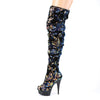 DELIGHT-3004 Plateau Overknee Stiefel Blau Schwarz | Pleaser