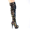 DELIGHT-3004 Plateau Overknee Stiefel Blau Schwarz | Pleaser