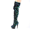DELIGHT-3004 Plateau Overknee Stiefel - Schwarz/Grün/Blau | Pleaser
