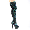 DELIGHT-3004 Plateau Overknee Stiefel - Schwarz/Grün/Blau | Pleaser