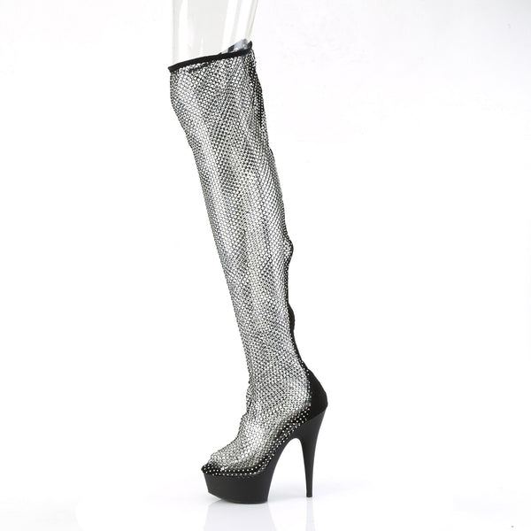DELIGHT-3009 Plateau Overknee Stiefel PVC transparent | Pleaser