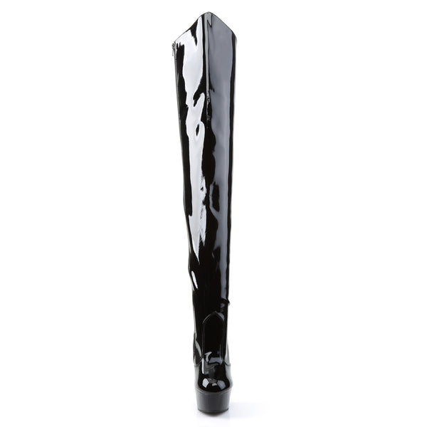 DELIGHT-3010 Plateau Overknee Stiefel Schwarz Lack | Pleaser