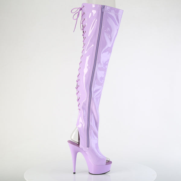 DELIGHT-3017 Plateau Overknee Stiefel Peeptoe Lila Lack von Pleaser – Ansicht 5