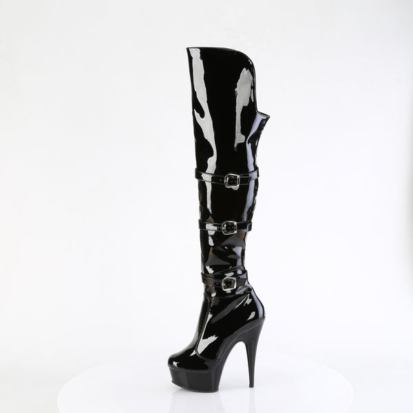 DELIGHT-3018 - Plateau Overknee Stiefel - Schwarz Lack von Pleaser – Ansicht 3
