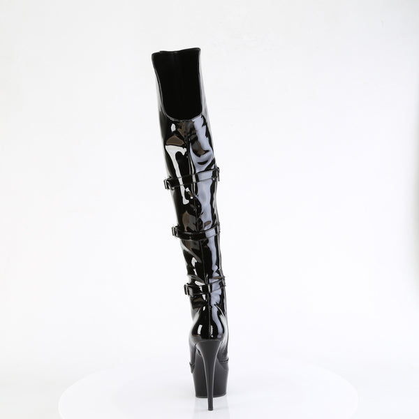 DELIGHT-3018 - Plateau Overknee Stiefel - Schwarz Lack von Pleaser – Ansicht 4