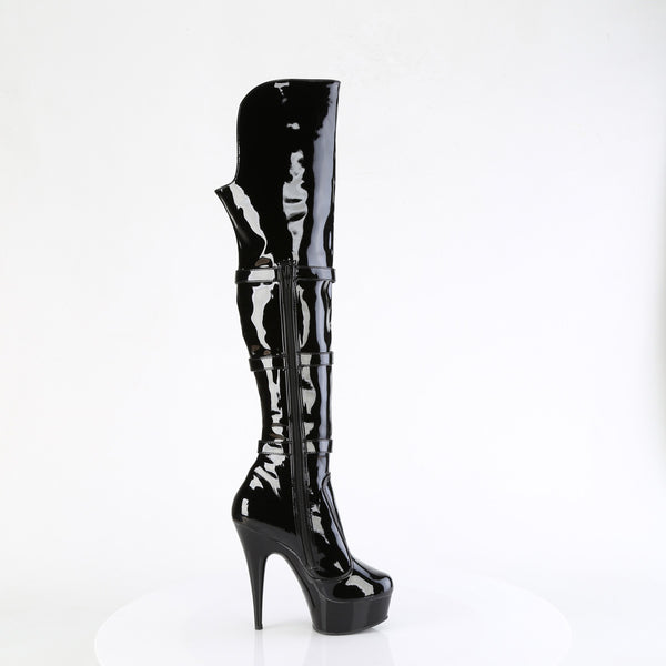 DELIGHT-3018 - Plateau Overknee Stiefel - Schwarz Lack von Pleaser – Ansicht 5