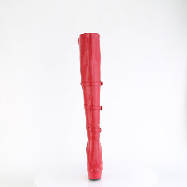 DELIGHT-3018 Plateau Overknee Stiefel Rot Matt von Pleaser – Ansicht 2