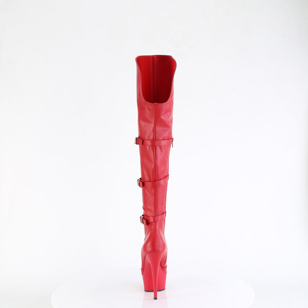 DELIGHT-3018 Plateau Overknee Stiefel Rot Matt von Pleaser – Ansicht 4