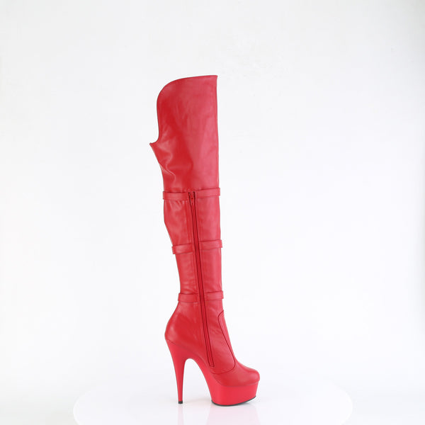 DELIGHT-3018 Plateau Overknee Stiefel Rot Matt von Pleaser – Ansicht 5