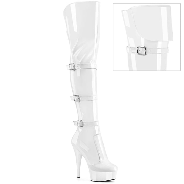 DELIGHT-3018 - Plateau Overknee Stiefel - Weiss Lack von Pleaser