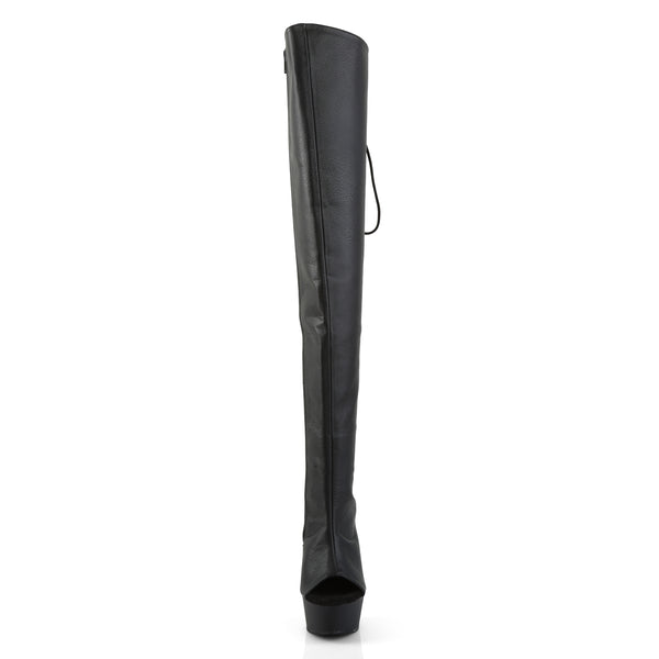 DELIGHT-3019 Overkneestiefel Plateauschuhe Schwarz | Pleaser