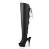 DELIGHT-3019 Overkneestiefel Plateauschuhe Schwarz | Pleaser