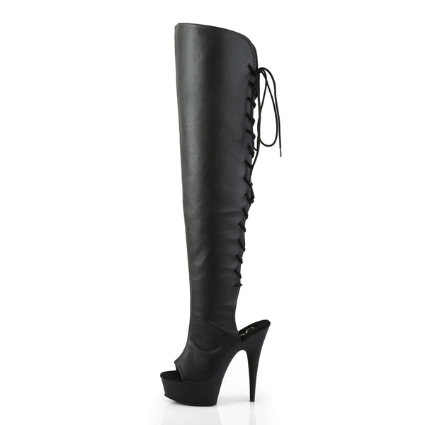 DELIGHT-3019 Overkneestiefel Plateauschuhe Schwarz | Pleaser