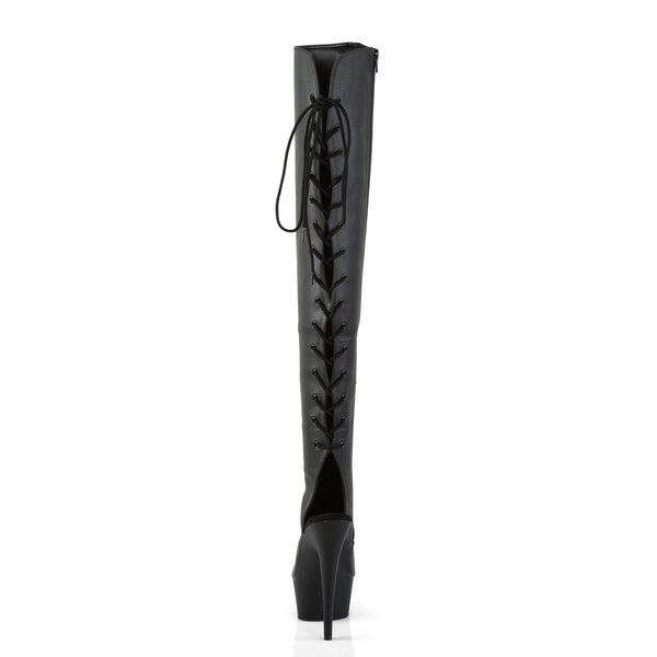 DELIGHT-3019 Overkneestiefel Plateauschuhe Schwarz | Pleaser