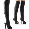 DELIGHT-3019 Overkneestiefel Plateauschuhe Schwarz | Pleaser