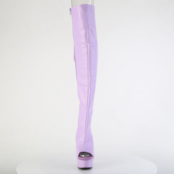 DELIGHT-3019 Plateau Overknee Stiefel Peeptoe Lila Matt von Pleaser – Ansicht 2