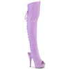 DELIGHT-3019 Plateau Overknee Stiefel Peeptoe Lila Matt | Pleaser