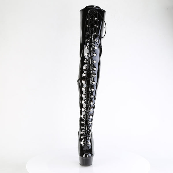 DELIGHT-3022 - Plateau Overknee Stiefel - Schwarz Lack von Pleaser – Ansicht 2