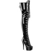 DELIGHT-3022 - Plateau Overknee Stiefel - Schwarz Lack | Pleaser