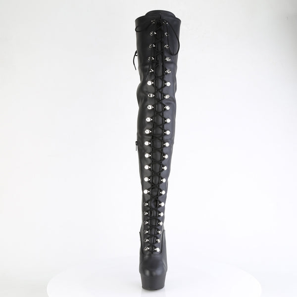 DELIGHT-3022 - Plateau Overknee Stiefel - Schwarz Matt von Pleaser – Ansicht 2