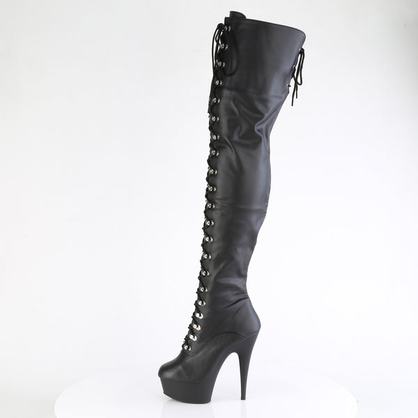 DELIGHT-3022 - Plateau Overknee Stiefel - Schwarz Matt von Pleaser – Ansicht 3