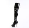 DELIGHT-3023 Plateau Overknee Stiefel Schwarz Lack | Pleaser
