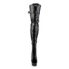 DELIGHT-3025 Plateau Overknee Stiefel Schwarz | Pleaser